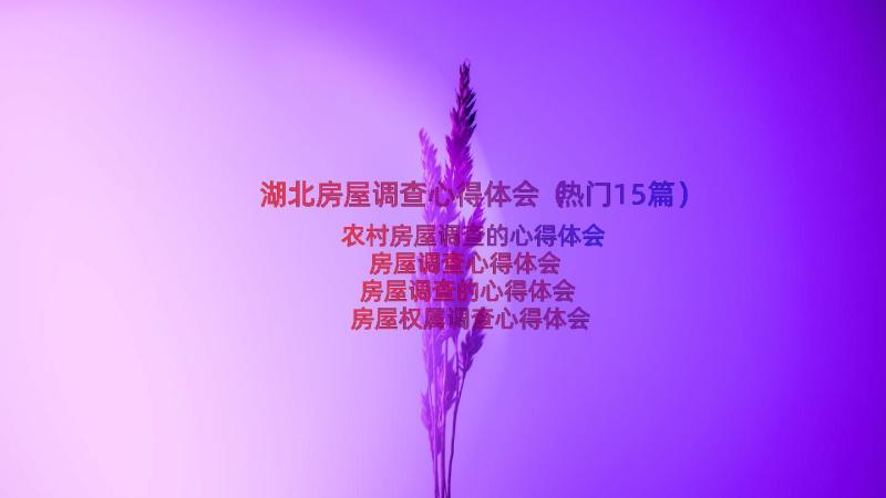 湖北房屋调查心得体会（热门15篇）