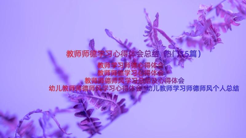 教师师德学习心得体会总结（热门15篇）