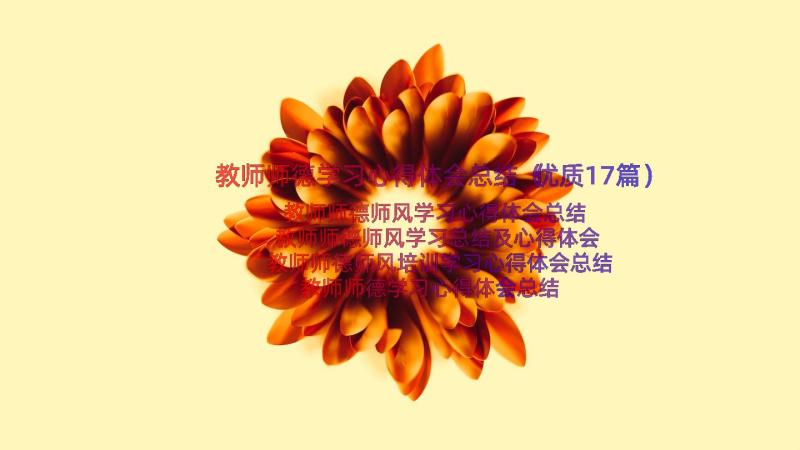 教师师德学习心得体会总结（优质17篇）