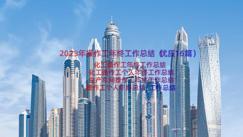 2023年操作工年终工作总结（优质16篇）