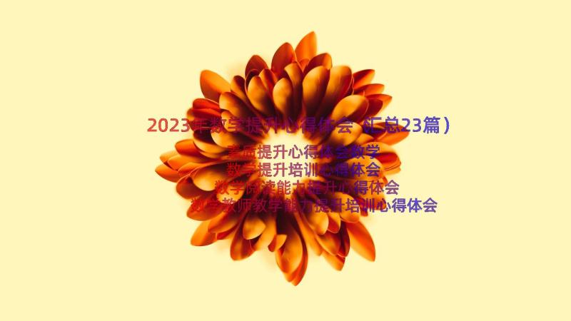 2023年数学提升心得体会（汇总23篇）