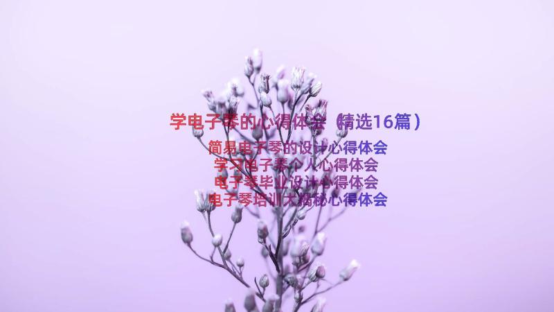 学电子琴的心得体会（精选16篇）