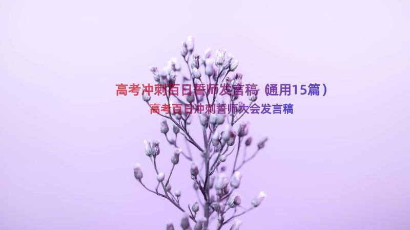 高考冲刺百日誓师发言稿（通用15篇）