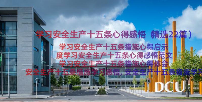 学习安全生产十五条心得感悟（精选22篇）