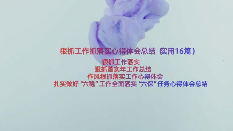 狠抓工作抓落实心得体会总结（实用16篇）