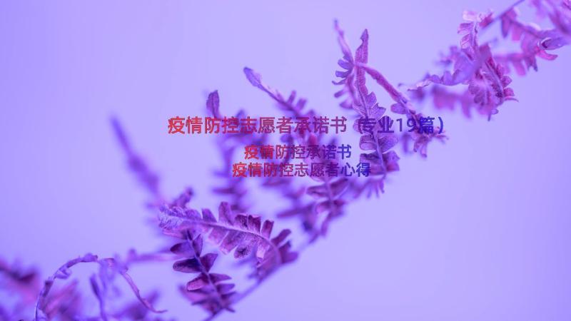 疫情防控志愿者承诺书（专业19篇）