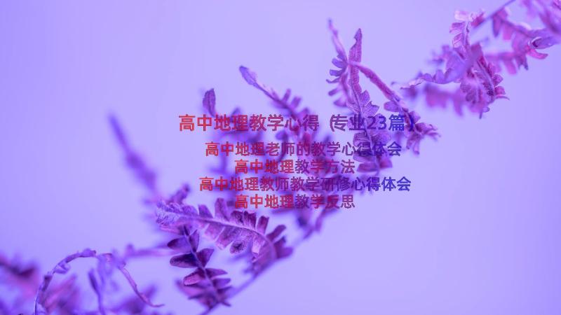 高中地理教学心得（专业23篇）