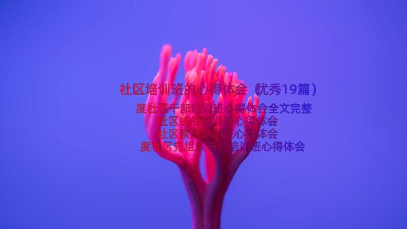 社区培训班的心得体会（优秀19篇）