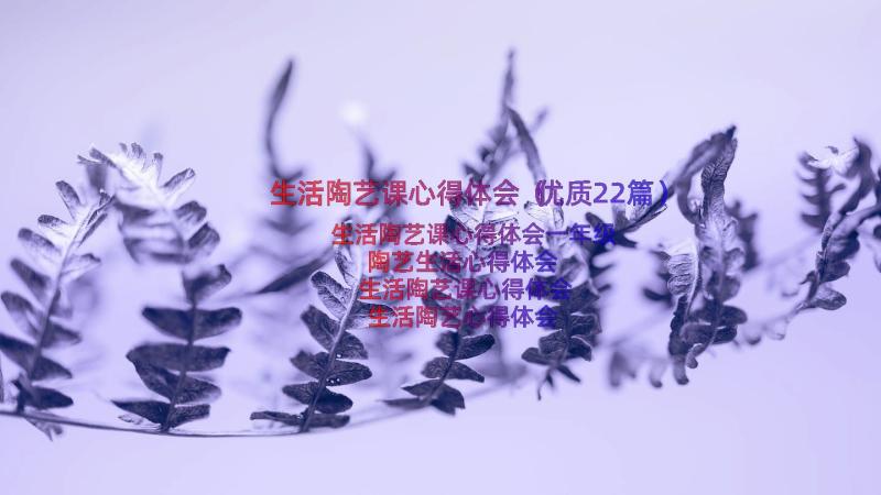 生活陶艺课心得体会（优质22篇）