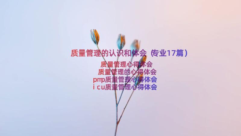 质量管理的认识和体会（专业17篇）