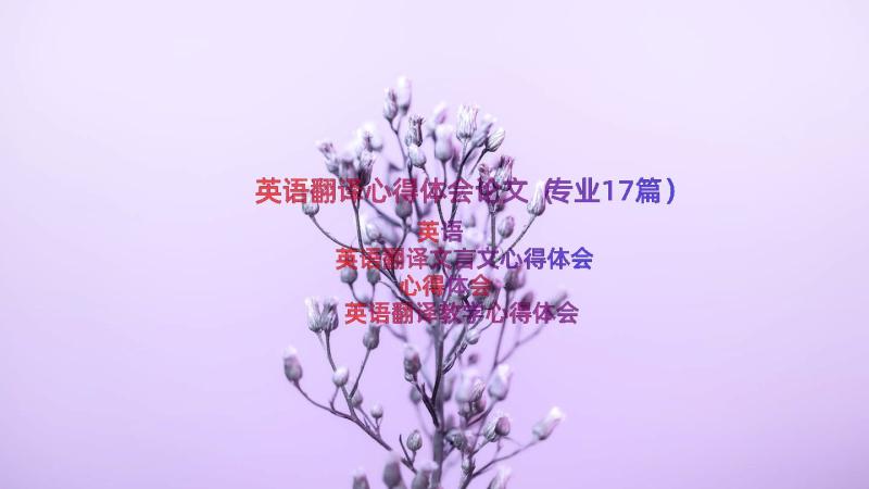 英语翻译心得体会论文（专业17篇）