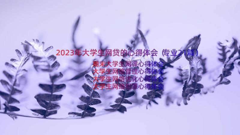 2023年大学生网贷的心得体会（专业21篇）