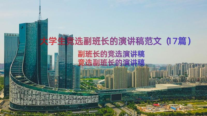 大学生竞选副班长的演讲稿范文（17篇）