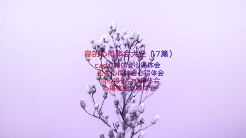 容的心得体会大全（17篇）