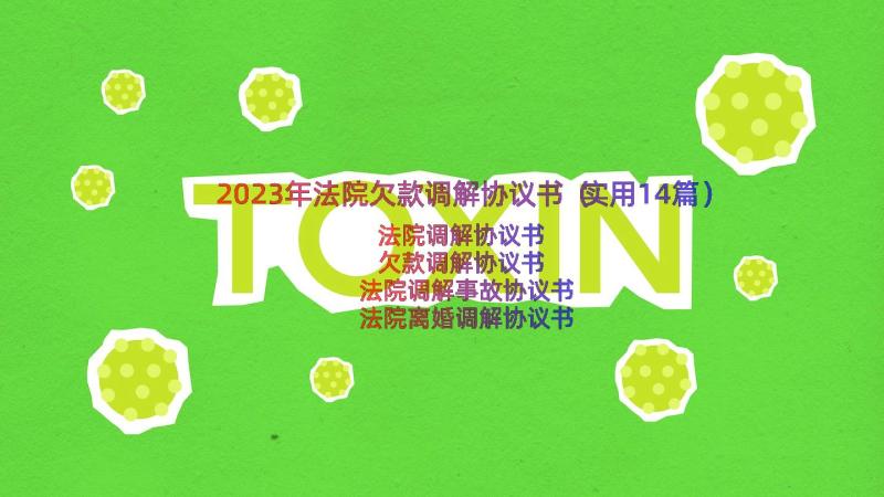 2023年法院欠款调解协议书（实用14篇）