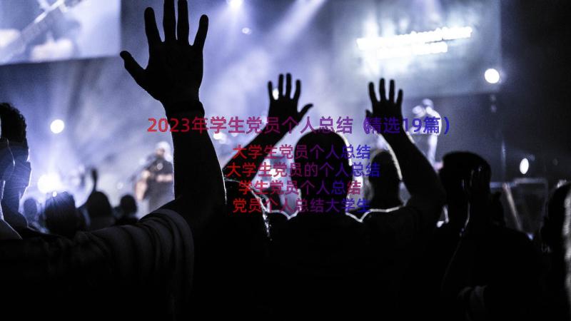 2023年学生党员个人总结（精选19篇）