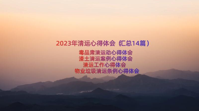 2023年清运心得体会（汇总14篇）