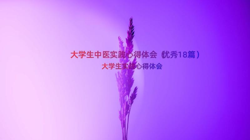 大学生中医实践心得体会（优秀18篇）