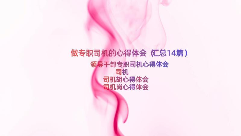 做专职司机的心得体会（汇总14篇）