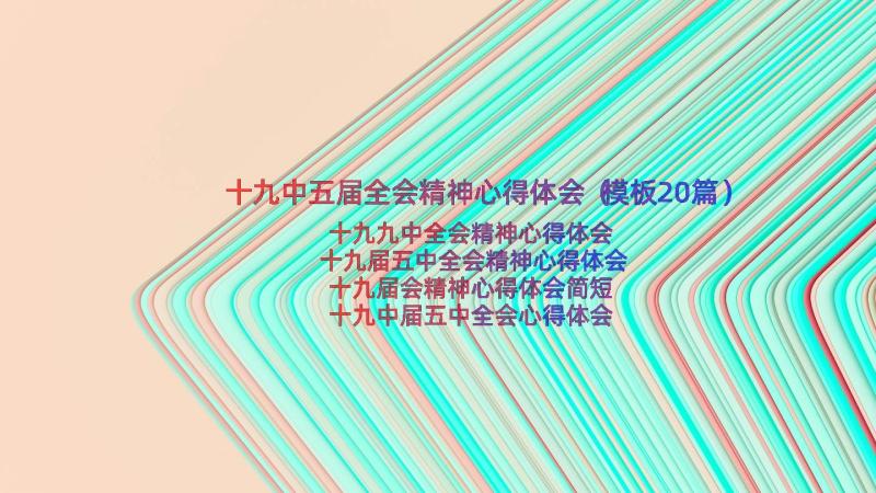 十九中五届全会精神心得体会（模板20篇）