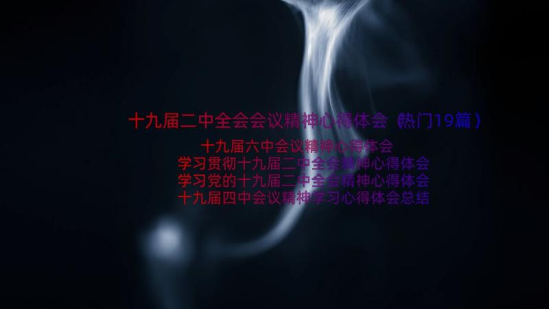 十九届二中全会会议精神心得体会（热门19篇）