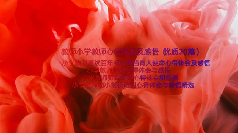 教师小学教师心得体会及感悟（优质20篇）