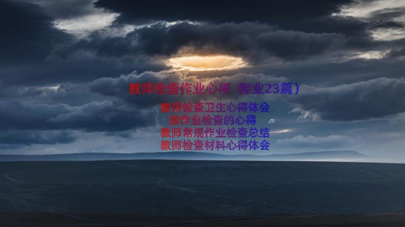 教师检查作业心得（专业23篇）