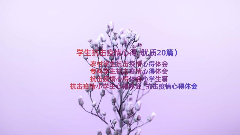 学生抗击疫情心得（优质20篇）