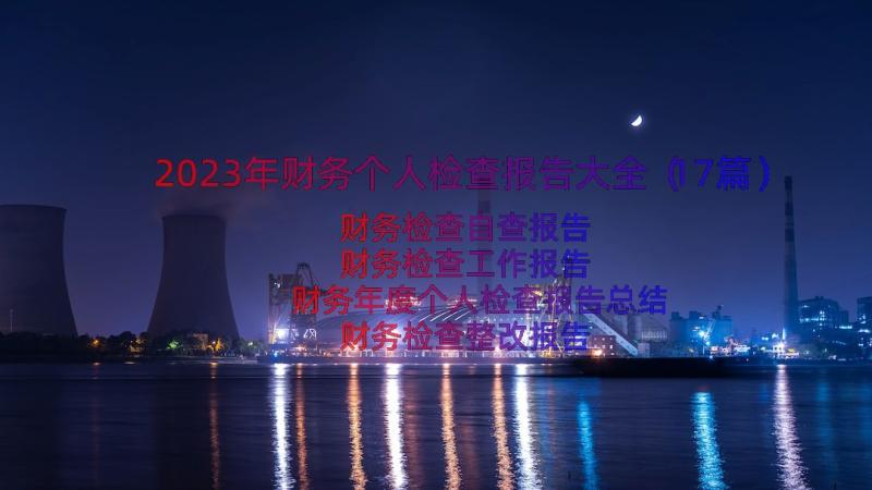 2023年财务个人检查报告大全（17篇）