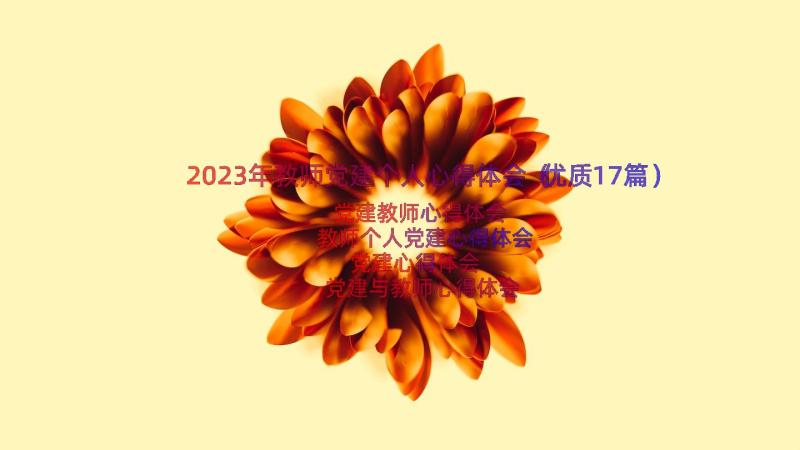 2023年教师党建个人心得体会（优质17篇）