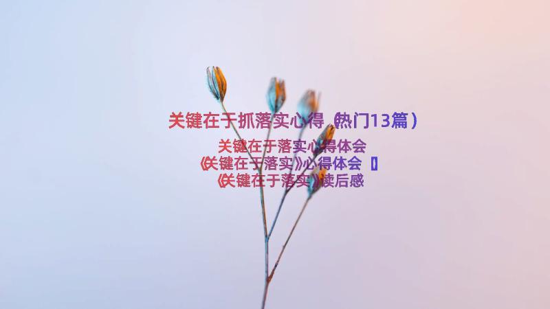 关键在于抓落实心得（热门13篇）