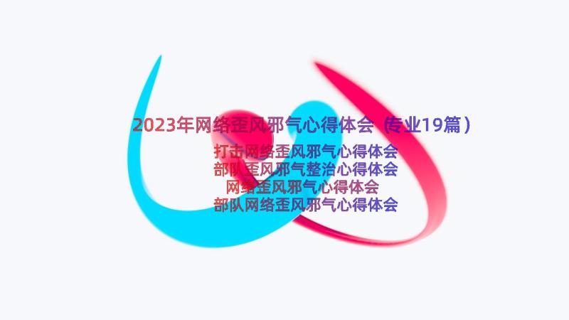 2023年网络歪风邪气心得体会（专业19篇）