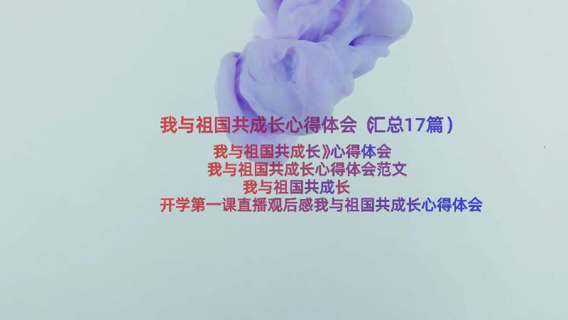 我与祖国共成长心得体会（汇总17篇）