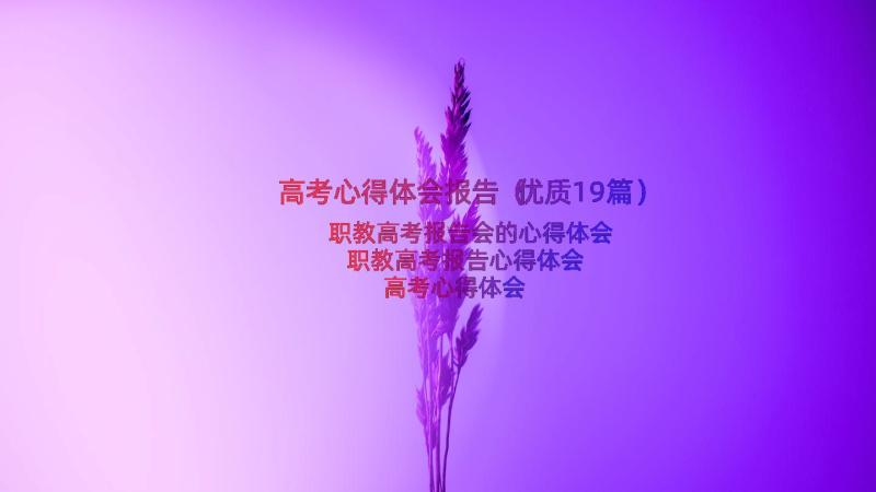 高考心得体会报告（优质19篇）