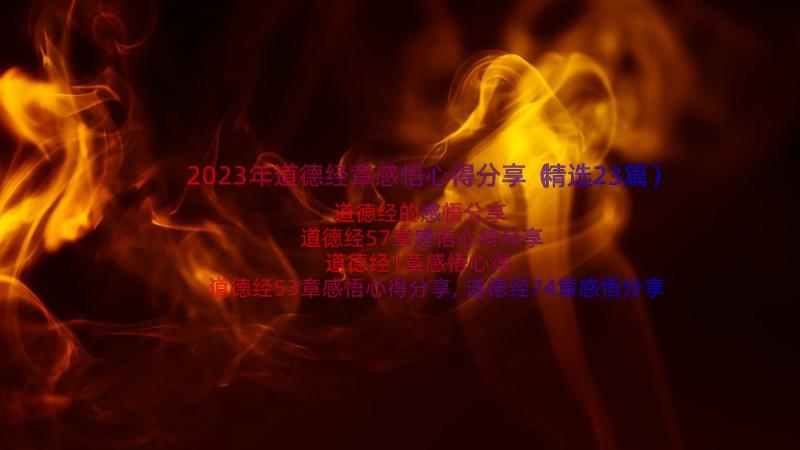 2023年道德经章感悟心得分享（精选23篇）