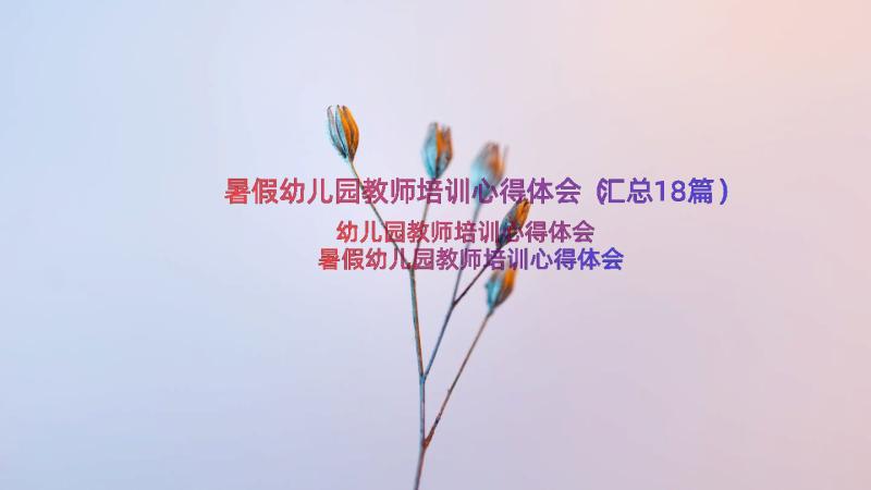 暑假幼儿园教师培训心得体会（汇总18篇）