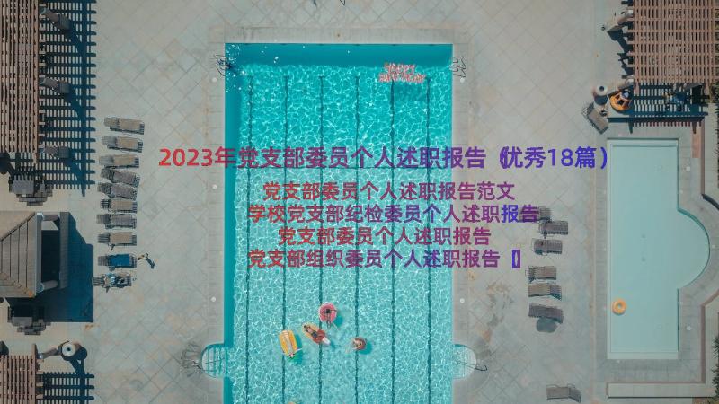 2023年党支部委员个人述职报告（优秀18篇）