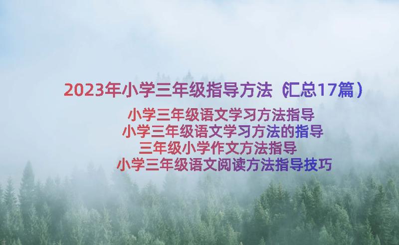 2023年小学三年级指导方法（汇总17篇）