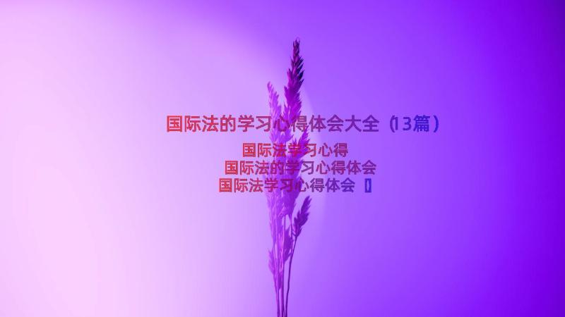 国际法的学习心得体会大全（13篇）