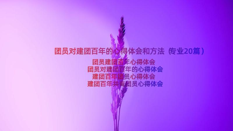 团员对建团百年的心得体会和方法（专业20篇）