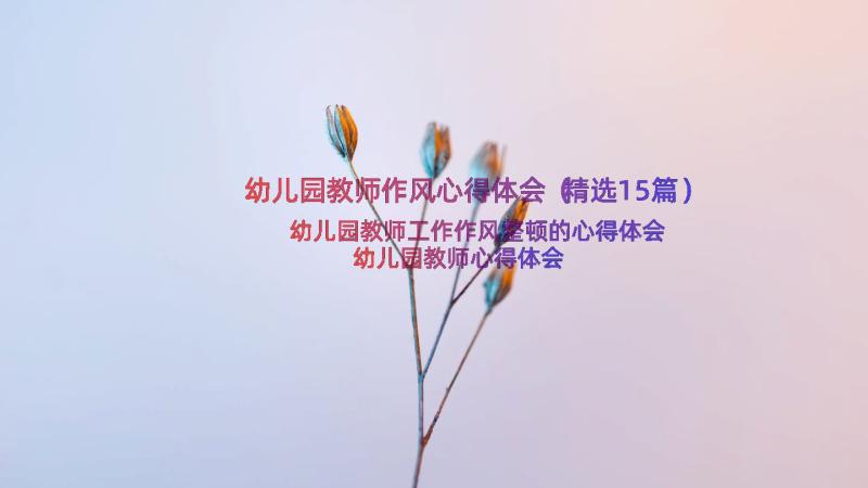 幼儿园教师作风心得体会（精选15篇）