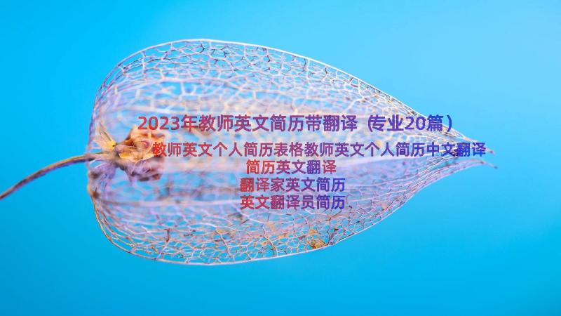 2023年教师英文简历带翻译（专业20篇）