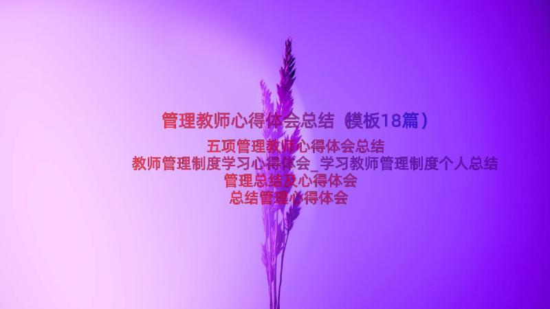 管理教师心得体会总结（模板18篇）