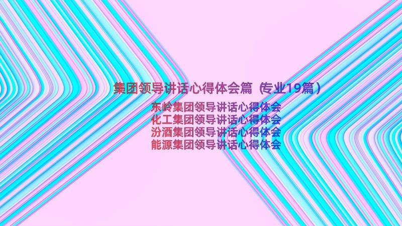 集团领导讲话心得体会篇（专业19篇）