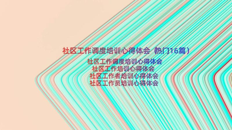 社区工作调度培训心得体会（热门16篇）