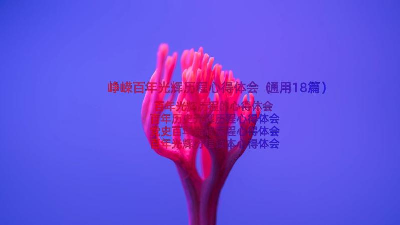 峥嵘百年光辉历程心得体会（通用18篇）