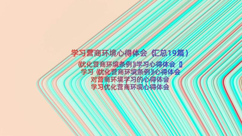 学习营商环境心得体会（汇总19篇）