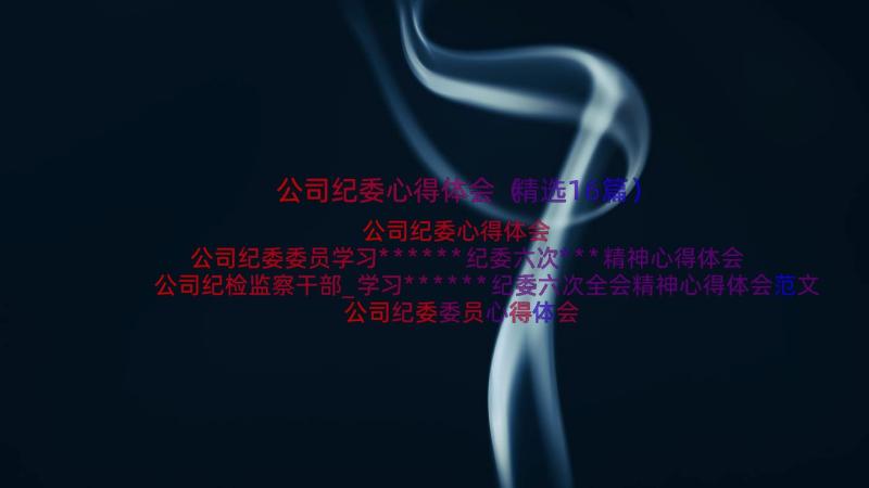 公司纪委心得体会（精选16篇）