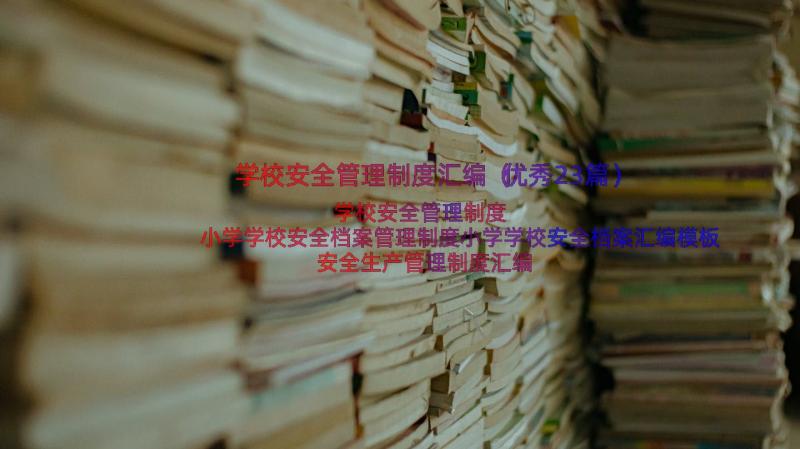 学校安全管理制度汇编（优秀23篇）