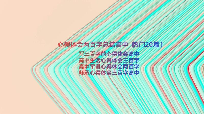 心得体会两百字总结高中（热门20篇）